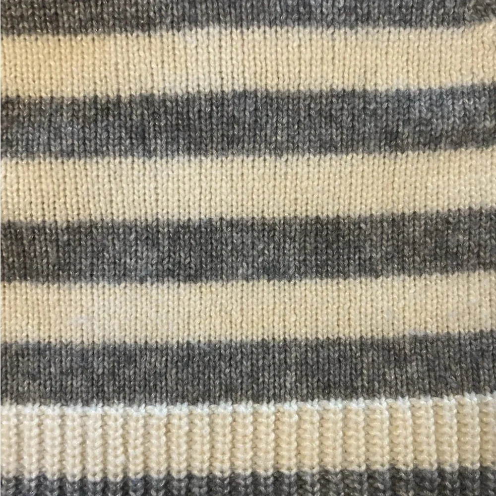 Banana Republic Womens Italian Yarn Sweater Small Ivory Gray‎ Striped Wool Blend